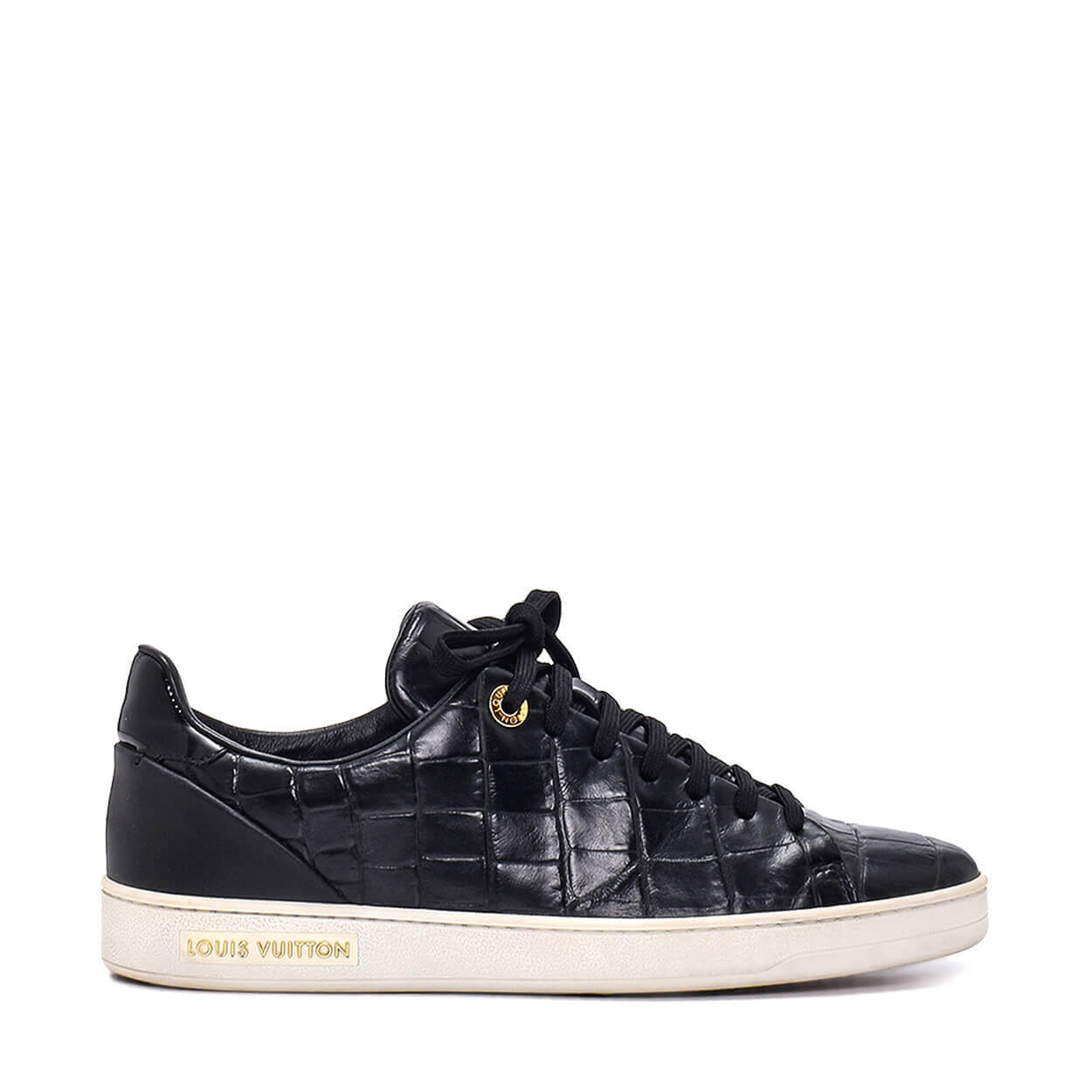 Louis Vuitton - Black Embossed Leather Frontrow Sneakers